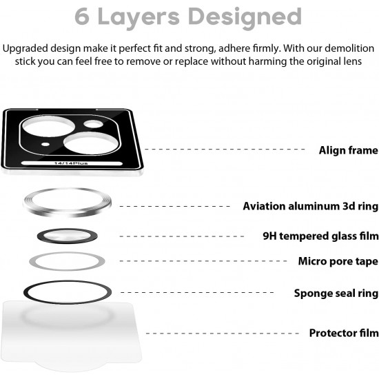 Camera Lens Protector for iphone 14 Pro Max/14 Pro/14/14 Plus, 9H Tempered Glass Screen Protector Cover Metal Individual Ring Camera Lens Protector for iphone 14 Pro Max/14 Pro/14/14 Plus, 9H Tempered Glass Screen Protector Cover Metal Individual Ring