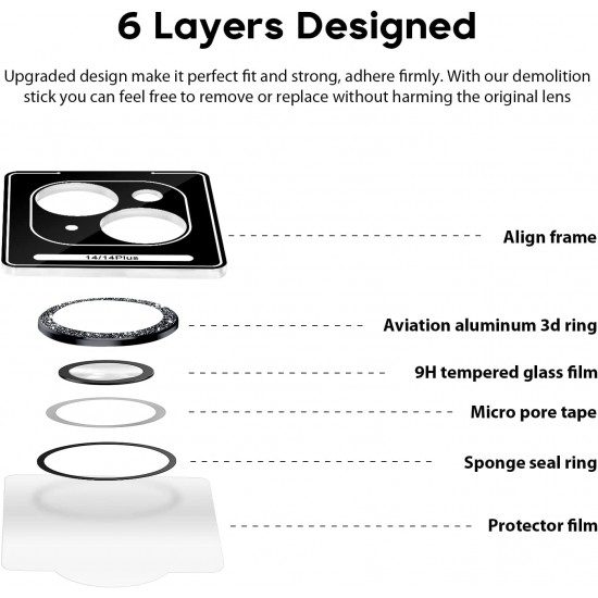 Camera Lens Protector for iphone 14 Pro Max/14 Pro/14/14 Plus, 9H Tempered Glass Screen Protector Cover Metal Individual Ring Camera Lens Protector for iphone 14 Pro Max/14 Pro/14/14 Plus, 9H Tempered Glass Screen Protector Cover Metal Individual Ring