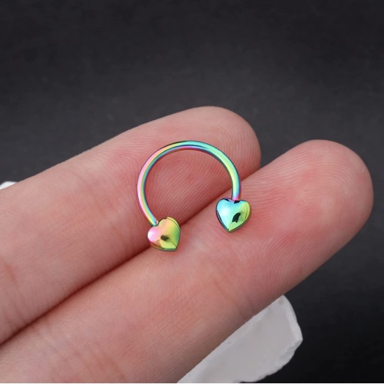 16G Septum Rings Heart Cartilage Earring Hoop 316L Stainless Steel Helix Earring Daith Earring Nose Ring Hoop Septum Piercing Jewelry for Women and Men