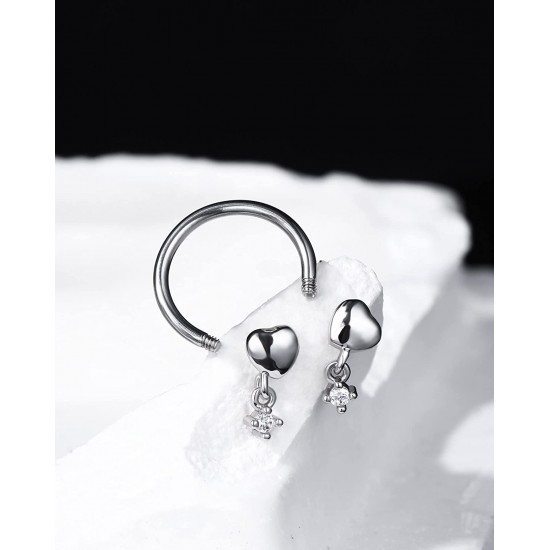 16G Septum Rings Heart Cartilage Earring Hoop 316L Stainless Steel Helix Earring Daith Earring Nose Ring Hoop Septum Piercing Jewelry for Women and Men