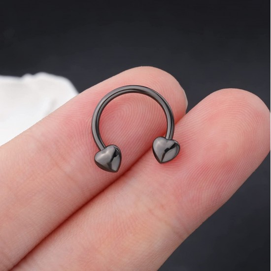 16G Septum Rings Heart Cartilage Earring Hoop 316L Stainless Steel Helix Earring Daith Earring Nose Ring Hoop Septum Piercing Jewelry for Women and Men