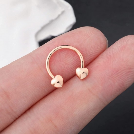 16G Septum Rings Heart Cartilage Earring Hoop 316L Stainless Steel Helix Earring Daith Earring Nose Ring Hoop Septum Piercing Jewelry for Women and Men