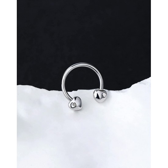 16G Septum Rings Heart Cartilage Earring Hoop 316L Stainless Steel Helix Earring Daith Earring Nose Ring Hoop Septum Piercing Jewelry for Women and Men