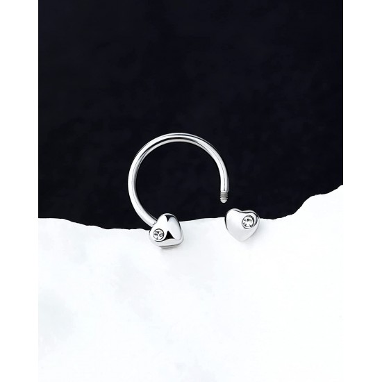 16G Septum Rings Heart Cartilage Earring Hoop 316L Stainless Steel Helix Earring Daith Earring Nose Ring Hoop Septum Piercing Jewelry for Women and Men