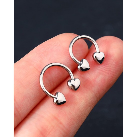 16G Septum Rings Heart Cartilage Earring Hoop 316L Stainless Steel Helix Earring Daith Earring Nose Ring Hoop Septum Piercing Jewelry for Women and Men