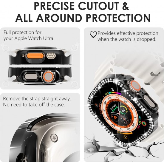 Bling Watch Protective Case with Built-in Screen Protector for Apple Watch Ultra SE Series 8 7 6 5 4 3 2 1