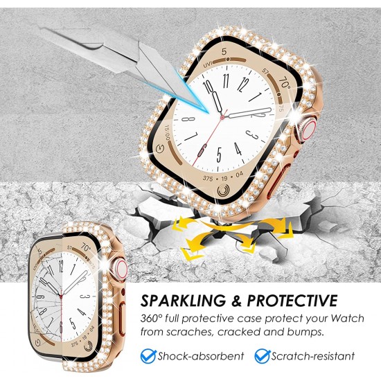 Bling Watch Protective Case with Built-in Screen Protector for Apple Watch Ultra SE Series 8 7 6 5 4 3 2 1