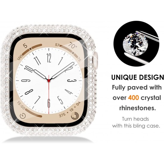 Bling Watch Protective Case with Built-in Screen Protector for Apple Watch Ultra SE Series 8 7 6 5 4 3 2 1