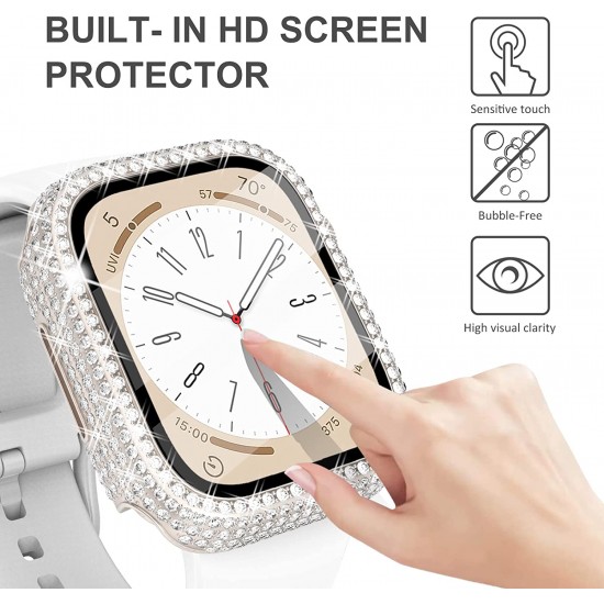 Bling Watch Protective Case with Built-in Screen Protector for Apple Watch Ultra SE Series 8 7 6 5 4 3 2 1