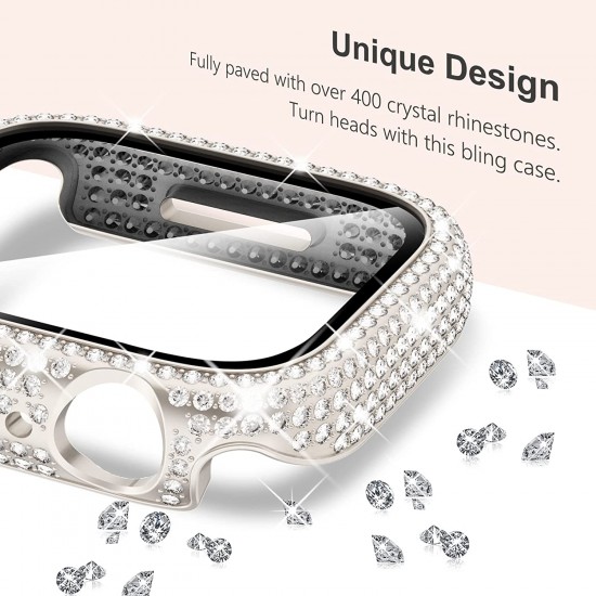 Bling Watch Protective Case with Built-in Screen Protector for Apple Watch Ultra SE Series 8 7 6 5 4 3 2 1