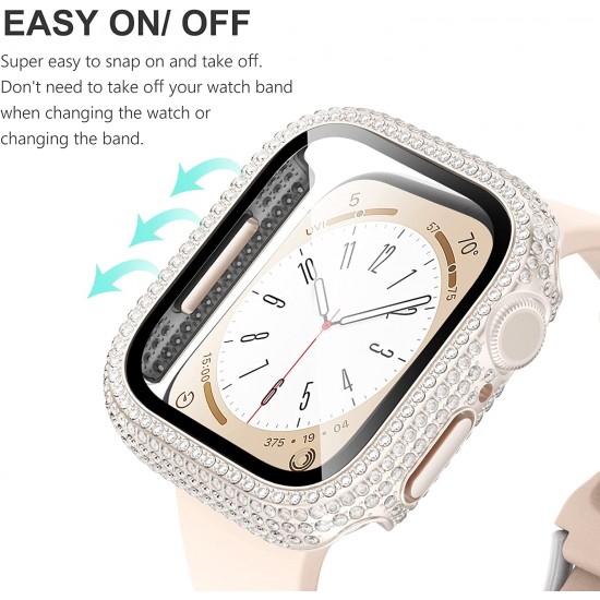 Bling Watch Protective Case with Built-in Screen Protector for Apple Watch Ultra SE Series 8 7 6 5 4 3 2 1
