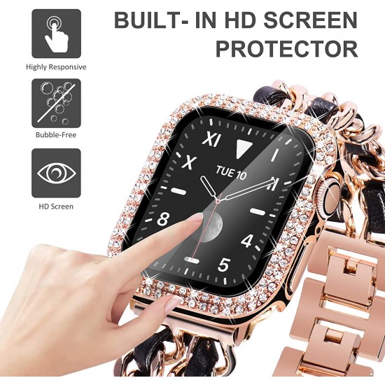 Bling Watch Protective Case with Built-in Screen Protector for Apple Watch Ultra SE Series 8 7 6 5 4 3 2 1