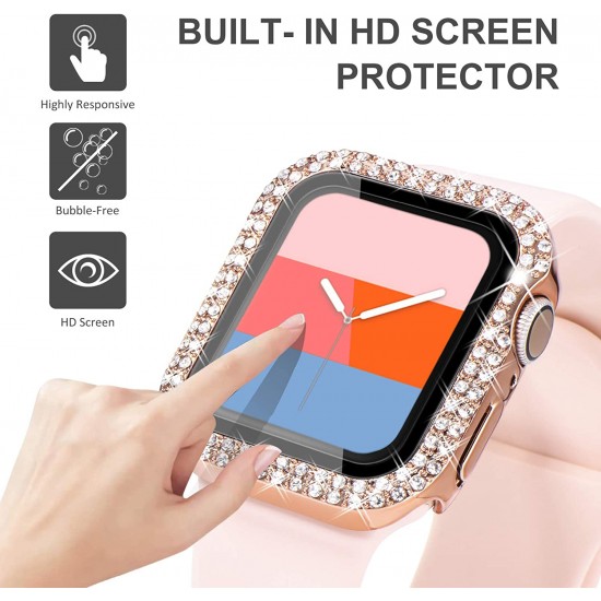 Bling Watch Protective Case with Built-in Screen Protector for Apple Watch Ultra SE Series 8 7 6 5 4 3 2 1