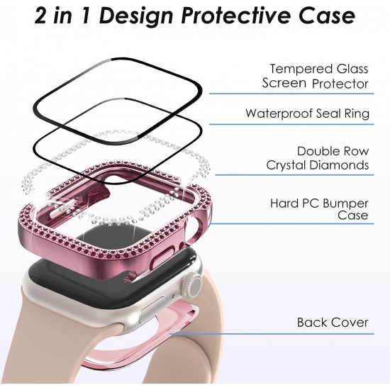 Bling Watch Protective Case with Built-in Screen Protector for Apple Watch Ultra SE Series 8 7 6 5 4 3 2 1