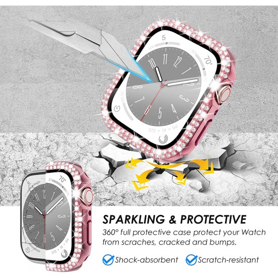 Bling Watch Protective Case with Built-in Screen Protector for Apple Watch Ultra SE Series 8 7 6 5 4 3 2 1
