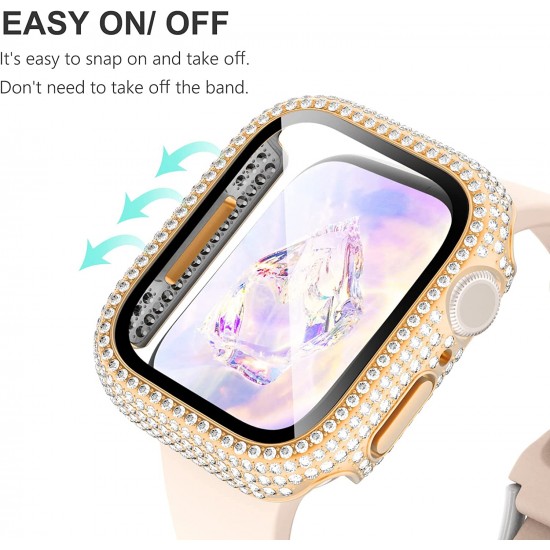 Bling Watch Protective Case with Built-in Screen Protector for Apple Watch Ultra SE Series 8 7 6 5 4 3 2 1