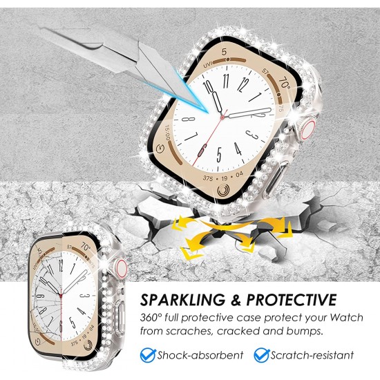 Bling Watch Protective Case with Built-in Screen Protector for Apple Watch Ultra SE Series 8 7 6 5 4 3 2 1