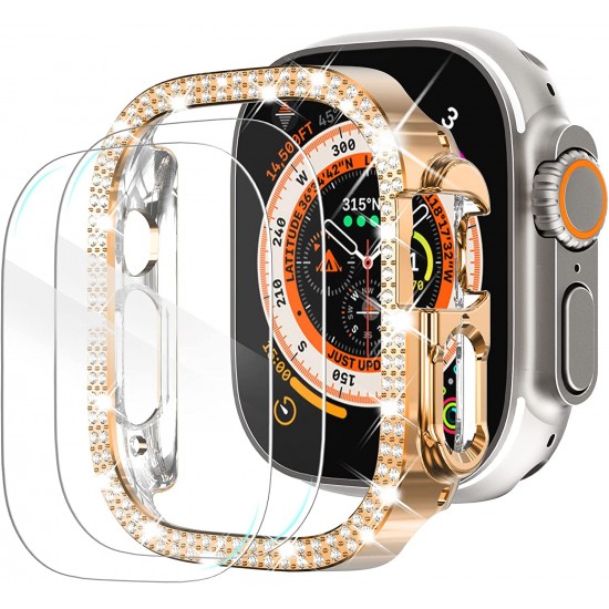 Bling Watch Protective Case with Built-in Screen Protector for Apple Watch Ultra SE Series 8 7 6 5 4 3 2 1