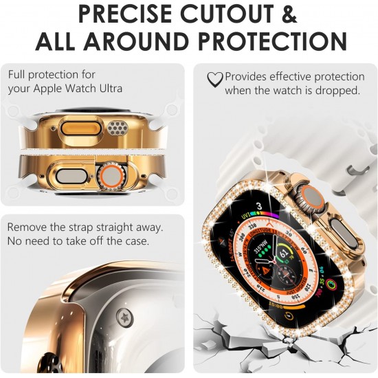 Bling Watch Protective Case with Built-in Screen Protector for Apple Watch Ultra SE Series 8 7 6 5 4 3 2 1