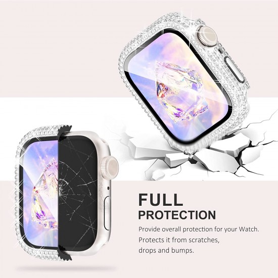 Bling Watch Protective Case with Built-in Screen Protector for Apple Watch Ultra SE Series 8 7 6 5 4 3 2 1
