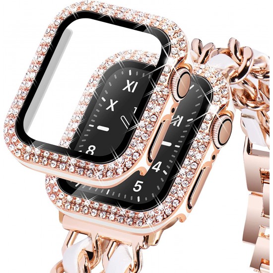 Bling Watch Protective Case with Built-in Screen Protector for Apple Watch Ultra SE Series 8 7 6 5 4 3 2 1