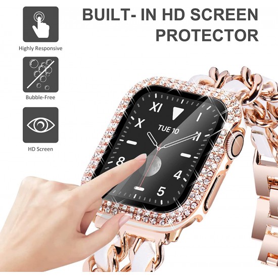Bling Watch Protective Case with Built-in Screen Protector for Apple Watch Ultra SE Series 8 7 6 5 4 3 2 1