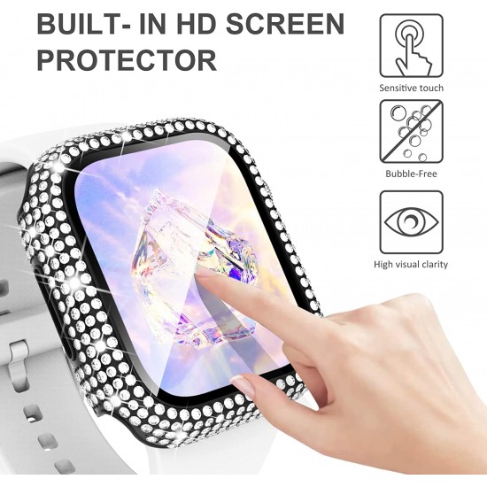 Bling Watch Protective Case with Built-in Screen Protector for Apple Watch Ultra SE Series 8 7 6 5 4 3 2 1