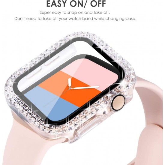 Bling Watch Protective Case with Built-in Screen Protector for Apple Watch Ultra SE Series 8 7 6 5 4 3 2 1