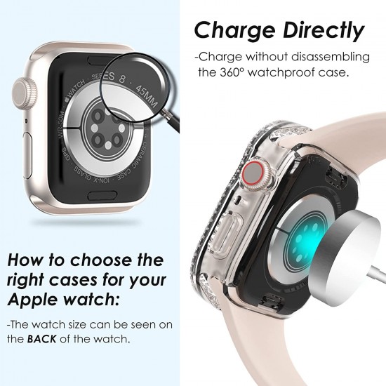 Bling Watch Protective Case with Built-in Screen Protector for Apple Watch Ultra SE Series 8 7 6 5 4 3 2 1