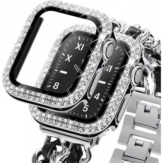 Bling Watch Protective Case with Built-in Screen Protector for Apple Watch Ultra SE Series 8 7 6 5 4 3 2 1
