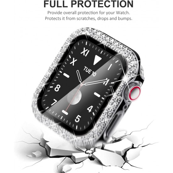 Bling Watch Protective Case with Built-in Screen Protector for Apple Watch Ultra SE Series 8 7 6 5 4 3 2 1