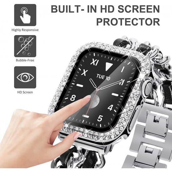 Bling Watch Protective Case with Built-in Screen Protector for Apple Watch Ultra SE Series 8 7 6 5 4 3 2 1
