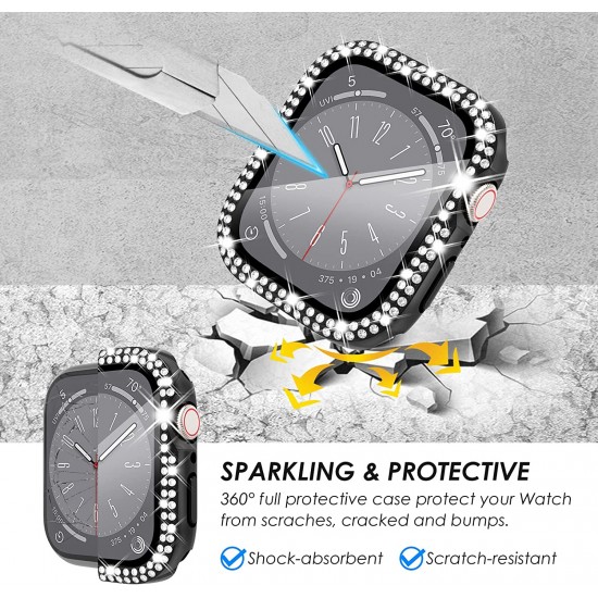 Bling Watch Protective Case with Built-in Screen Protector for Apple Watch Ultra SE Series 8 7 6 5 4 3 2 1