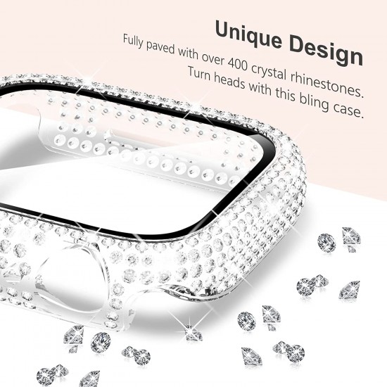 Bling Watch Protective Case with Built-in Screen Protector for Apple Watch Ultra SE Series 8 7 6 5 4 3 2 1
