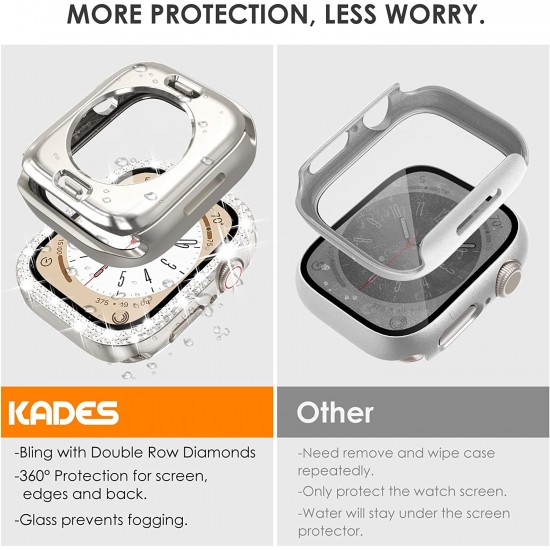 Bling Watch Protective Case with Built-in Screen Protector for Apple Watch Ultra SE Series 8 7 6 5 4 3 2 1