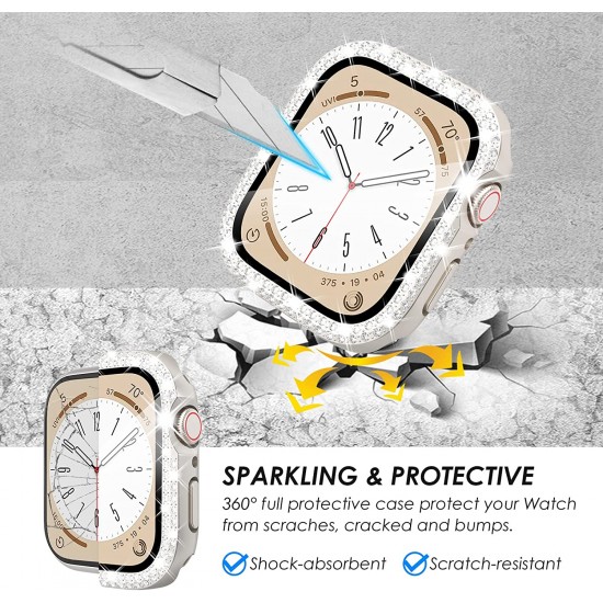 Bling Watch Protective Case with Built-in Screen Protector for Apple Watch Ultra SE Series 8 7 6 5 4 3 2 1