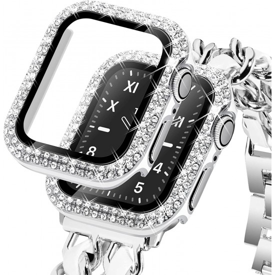 Bling Watch Protective Case with Built-in Screen Protector for Apple Watch Ultra SE Series 8 7 6 5 4 3 2 1