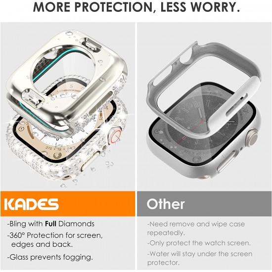 Bling Watch Protective Case with Built-in Screen Protector for Apple Watch Ultra SE Series 8 7 6 5 4 3 2 1