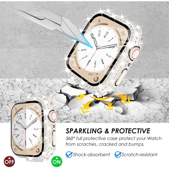 Bling Watch Protective Case with Built-in Screen Protector for Apple Watch Ultra SE Series 8 7 6 5 4 3 2 1