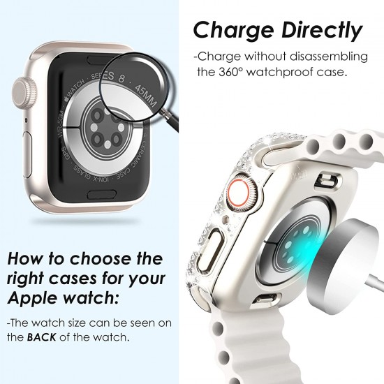 Bling Watch Protective Case with Built-in Screen Protector for Apple Watch Ultra SE Series 8 7 6 5 4 3 2 1