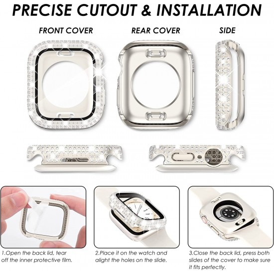 Bling Watch Protective Case with Built-in Screen Protector for Apple Watch Ultra SE Series 8 7 6 5 4 3 2 1