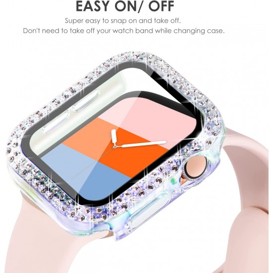 Bling Watch Protective Case with Built-in Screen Protector for Apple Watch Ultra SE Series 8 7 6 5 4 3 2 1