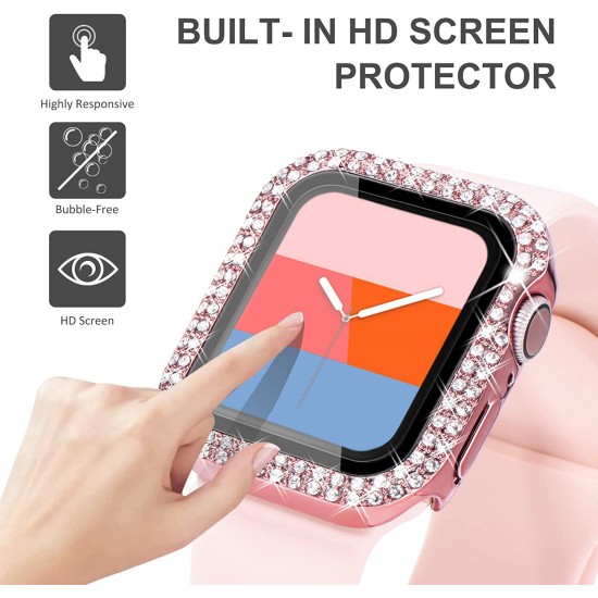 Bling Watch Protective Case with Built-in Screen Protector for Apple Watch Ultra SE Series 8 7 6 5 4 3 2 1