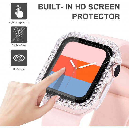 Bling Watch Protective Case with Built-in Screen Protector for Apple Watch Ultra SE Series 8 7 6 5 4 3 2 1