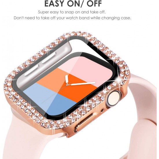 Bling Watch Protective Case with Built-in Screen Protector for Apple Watch Ultra SE Series 8 7 6 5 4 3 2 1