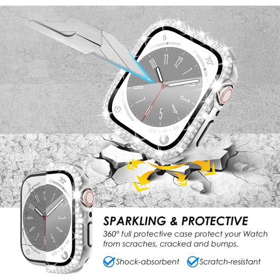 Bling Watch Protective Case with Built-in Screen Protector for Apple Watch Ultra SE Series 8 7 6 5 4 3 2 1
