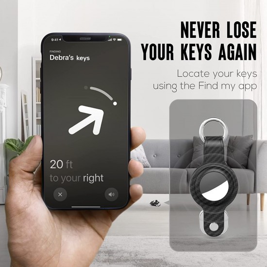 Key Organizer for Airtag, Carbon Fiber Leather Compact Keyholder Compatible with Apple Airtag, Air tag Tracker Keychain with Keyring Holds Key Organizer for Airtag, Carbon Fiber Leather Compact Keyholder Compatible with Apple Airtag, Air tag Tracker Keychain with Keyring Holds