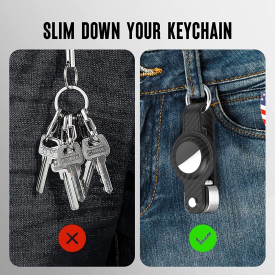 Key Organizer for Airtag, Carbon Fiber Leather Compact Keyholder Compatible with Apple Airtag, Air tag Tracker Keychain with Keyring Holds Key Organizer for Airtag, Carbon Fiber Leather Compact Keyholder Compatible with Apple Airtag, Air tag Tracker Keychain with Keyring Holds