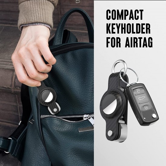 Key Organizer for Airtag, Carbon Fiber Leather Compact Keyholder Compatible with Apple Airtag, Air tag Tracker Keychain with Keyring Holds Key Organizer for Airtag, Carbon Fiber Leather Compact Keyholder Compatible with Apple Airtag, Air tag Tracker Keychain with Keyring Holds