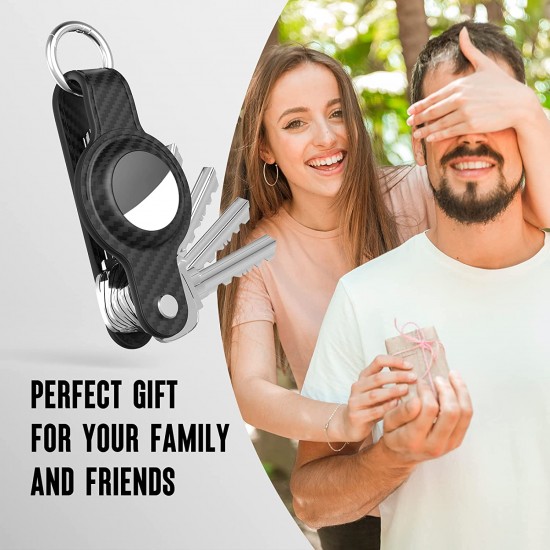 Key Organizer for Airtag, Carbon Fiber Leather Compact Keyholder Compatible with Apple Airtag, Air tag Tracker Keychain with Keyring Holds Key Organizer for Airtag, Carbon Fiber Leather Compact Keyholder Compatible with Apple Airtag, Air tag Tracker Keychain with Keyring Holds
